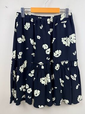 A.P.C rue Madame Paris viscose floral print pull on midi skirt with ruffle 40